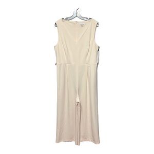 Calvin Klein Beige Sleeveless Wide-Leg Ankle-Cropped Jumpsuit Misses Size 14